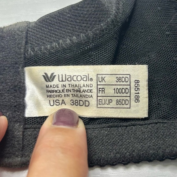 Wacoal Black & Cream Lace Underwire Adjustable Strap Bra 38DD - Picture 12 of 14